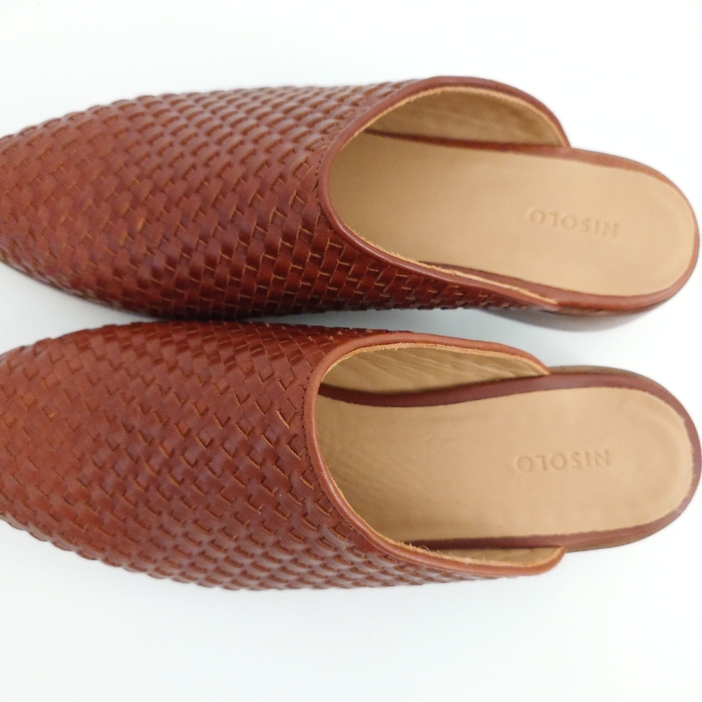 Nisolo Ama Woven Mule Brandy Leather Mules Slip On Sandals Shoes Size 9.5 - Picture 14 of 16